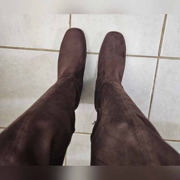 Christian Siriano Payless Dark Brown Faux Suede Thigh-high Boots Size 10Wide - Picture 4 of 14